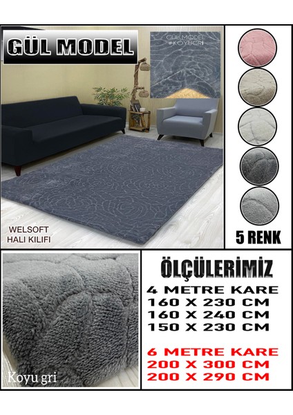 Gül Model Kumaştan Welsoft Lastikli Halı Örtüsü