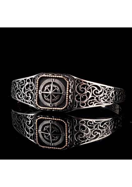 925 Ayar Gümüş Pusula Model Otantik Motif Erkek Bileklik fiyatları