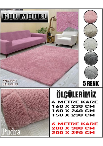 Gül Model Kumaştan Welsoft Lastikli Halı Örtüsü