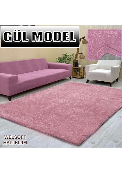 Gül Model Kumaştan Welsoft Lastikli Halı Örtüsü