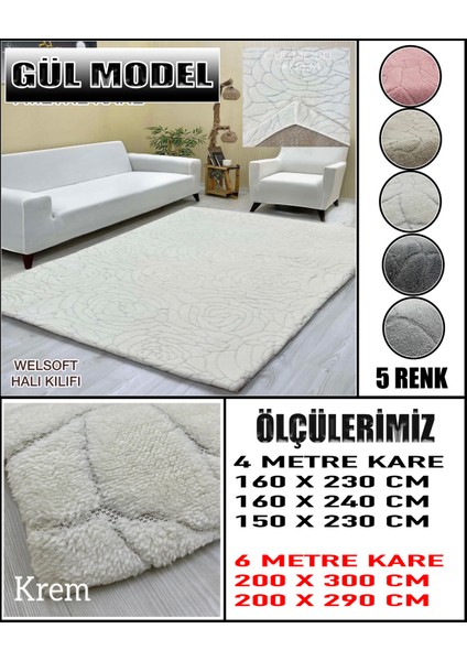 Gül Model Kumaştan Welsoft Lastikli Halı Örtüsü