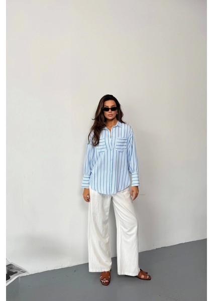 Çizgili Gömlek - Mavi fiyatları