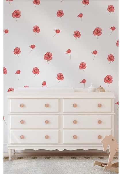 Soft Fuşya Renkli Çiçeklerden Oluşan Sticker Seti 48 Parça Özel Kesimli Mat Yüzeyli Sticker modelleri