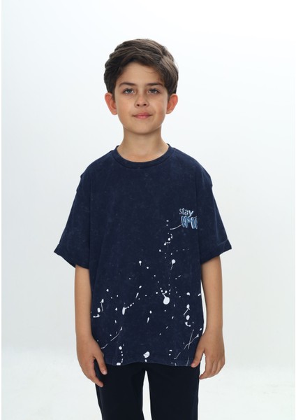 Erkek Çocuk Yıkamalı Sıçratma Baskılı Tişört fırsatları