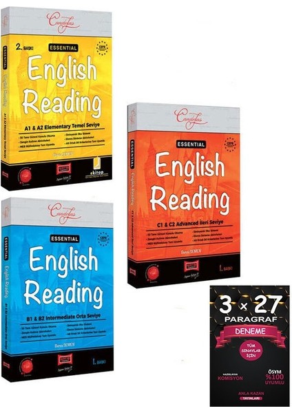 Yargı Yayınları Essential Baştan Sona Ingilizce Reading Okuma Seti A1-A2-B1-B2-C1-C2 (3 Kitap)