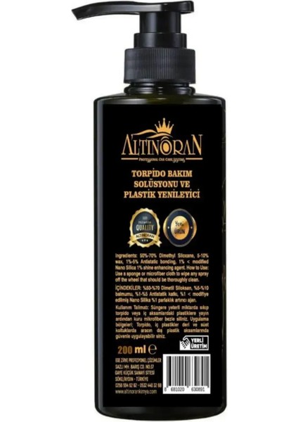 Altınoran Torpido Parlatıcı ve Araç Plastik Yenileyici (Iç/dış Torpido&plastik) 200 ml