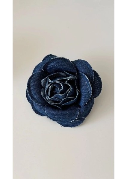 Âlâ Atelier Iğneli Kot Kumaş Çiçek Broş Kot Gül Broş (Yurt Dışından)