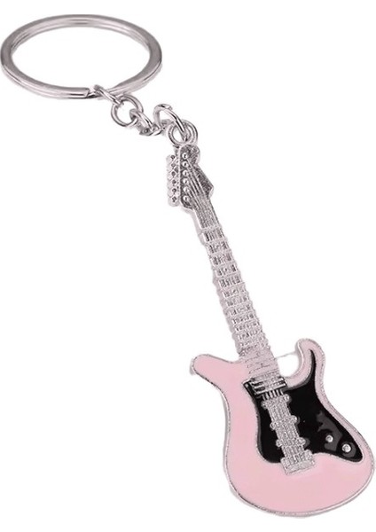 Caiyuanguangjin Punk Tarzı Mikrofon Gitar Şekli Anahtarlık Kadınlar Erkekler Için Müzik Aşığı Y2K Ak (Yurt Dışından)