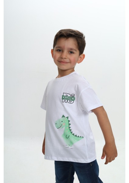 Erkek Çocuk Dinazor Yazı Baskılı Tişört modelleri