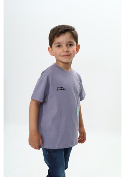 Erkek Çocuk Dinazor Yazı Baskılı Tişört modelleri