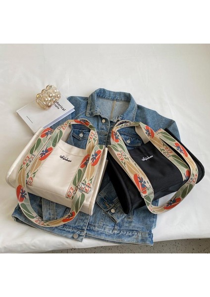 Kadın Günlük Vintage Omuz Çantası Tote Çanta - Beyaz (Yurt Dışından)