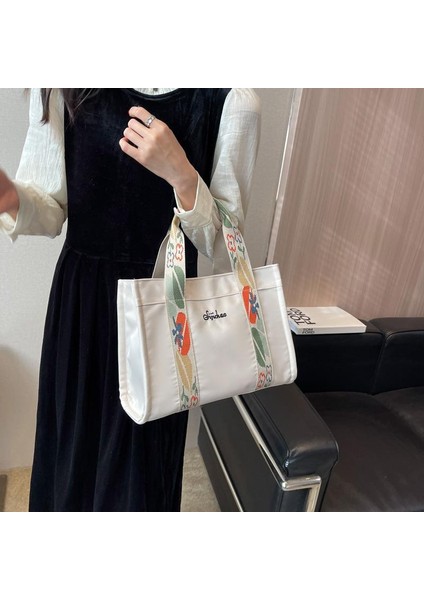 Kadın Günlük Vintage Omuz Çantası Tote Çanta - Beyaz (Yurt Dışından)