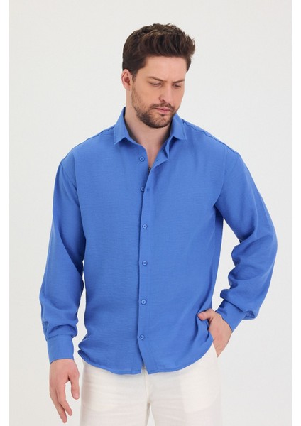Erkek Slim Fit Dar Kalıp Uzun Kol Pamuklu Keten Efekt Gömlek fiyatları