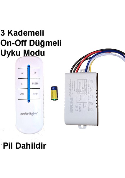 3 Kademeli Avize Kumandası