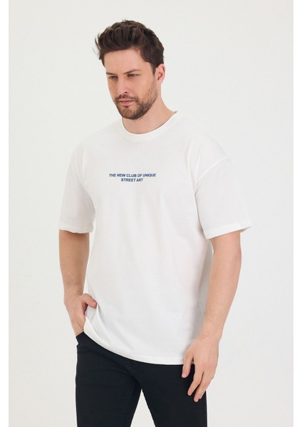 Bisiklet Yaka Oversize Ön ve Arka Baskılı Salaş Unisex T-Shirt