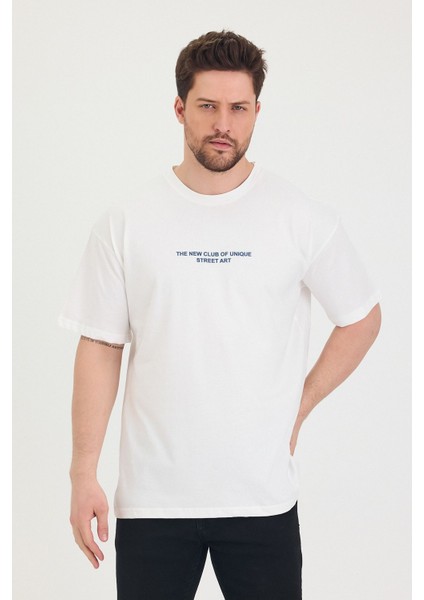 Bisiklet Yaka Oversize Ön ve Arka Baskılı Salaş Unisex T-Shirt
