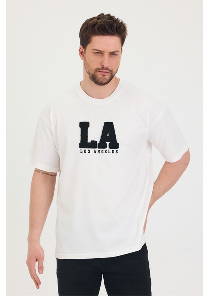 Bisiklet Yaka La Baskılı Oversize Salaş Unisex T-Shirt indirimleri
