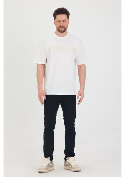 Bisiklet Yaka Oversize Ön ve Arka Dolar Baskılı Salaş Unisex T-Shirt