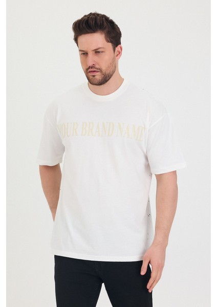 Bisiklet Yaka Oversize Ön ve Arka Dolar Baskılı Salaş Unisex T-Shirt