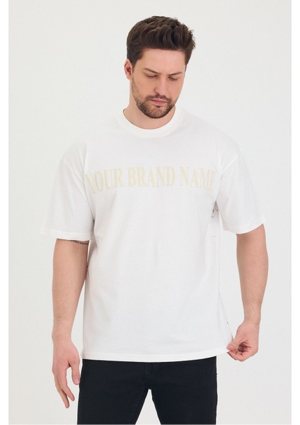 Bisiklet Yaka Oversize Ön ve Arka Dolar Baskılı Salaş Unisex T-Shirt