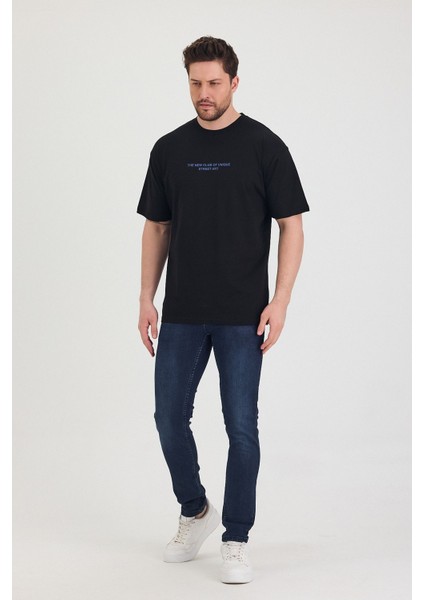 Bisiklet Yaka Oversize Ön ve Arka Baskılı Salaş Unisex T-Shirt