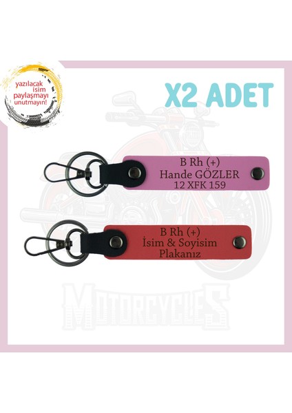 Nar Çiçeği-Pembe, Yolların Sürücülerine Isim Plaka ve B Rh (+) Kan Grubu Yazılabilen 2'li Anahtarlık