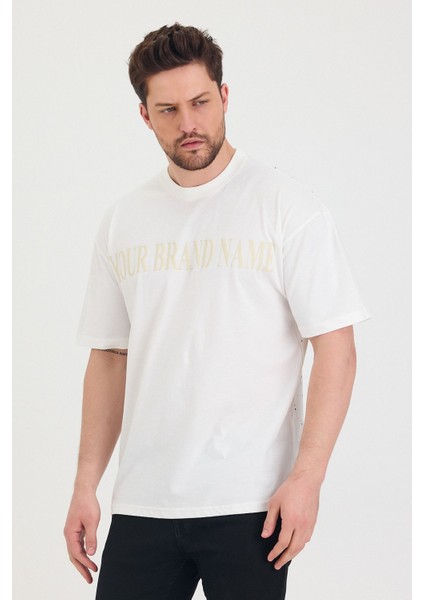 Bisiklet Yaka Oversize Ön ve Arka Dolar Baskılı Salaş Unisex T-Shirt
