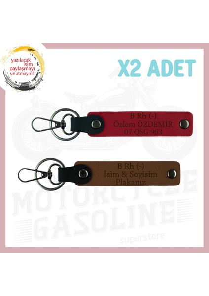 Açık Kahve-Kırmzı, Yol Arkadaşlarına, Isim Plaka ve B Rh (-) Kan Grubu Yazılı Acil Durum Anahtarlığı