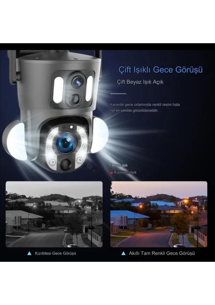 Optik Zoom Çift Kameralı 4g Sim Kartlı Solar Güneş Enerjili Kamera