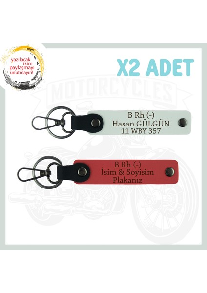 Nar Çiçeği-Beyaz, Hız Severlere Özel, Isim Plaka ve B Rh (-) Kan Grubu Yazılı 2'li Anahtarlık Set