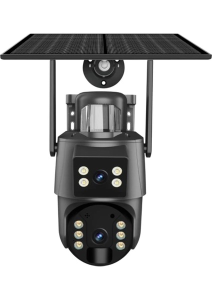 Ubox Çift Kameralı 4g Solar Kamera Siren Işıklı ve Alarmlı