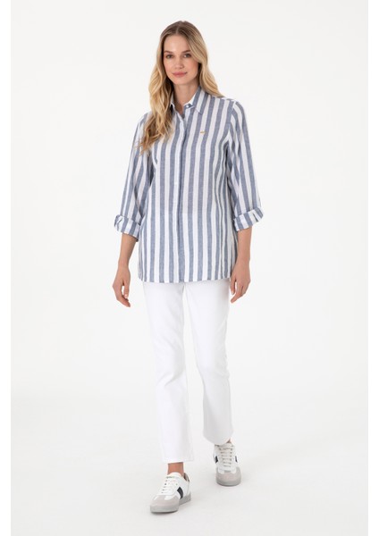 Kadın Lacivert Gömlek Desenli 50299305-VR033 fırsatları