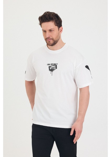 Bisiklet Yaka Oversize Ön ve Arka Baskılı Salaş Unisex T-Shirt