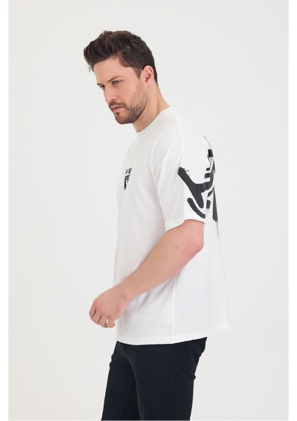 Bisiklet Yaka Oversize Ön ve Arka Baskılı Salaş Unisex T-Shirt