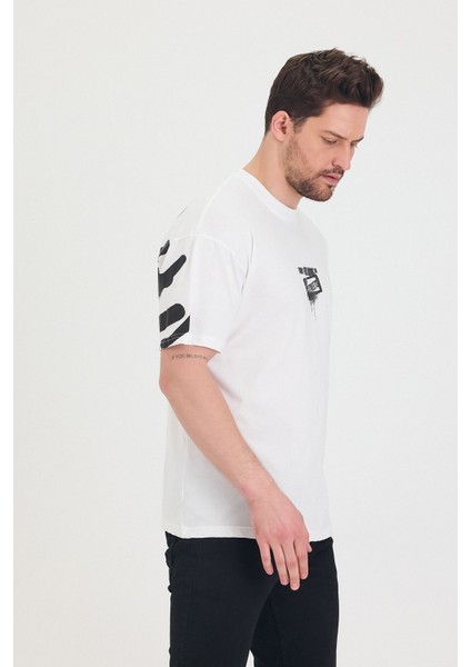 Bisiklet Yaka Oversize Ön ve Arka Baskılı Salaş Unisex T-Shirt