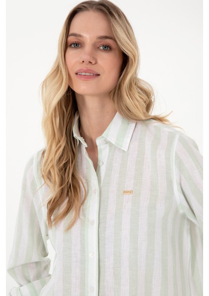 Kadın Su Yeşili Gömlek Desenli 50299305-VR048 fiyatları