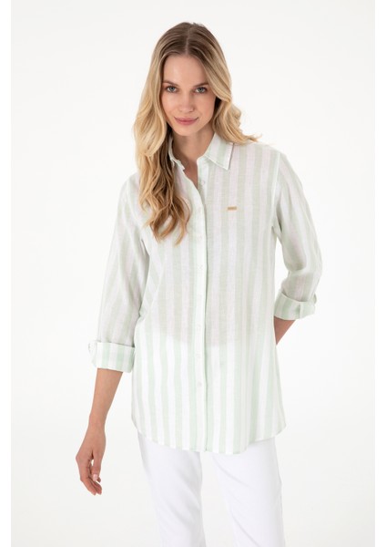 Kadın Su Yeşili Gömlek Desenli 50299305-VR048 modelleri