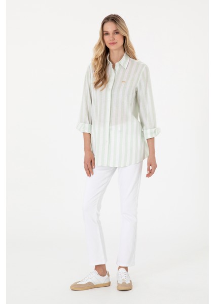 Kadın Su Yeşili Gömlek Desenli 50299305-VR048 fırsatları