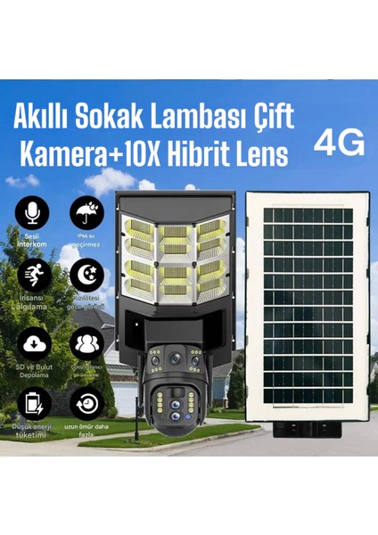 Sokak Lambalı 3 Lensli 4g Solar Kamera