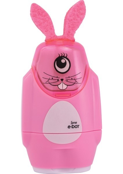 Serve E-Bot Tavşan Silgili Kalemtıraş Şeker Pembe (Yurt Dışından)