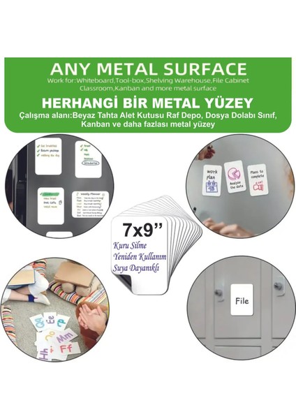 36'lı Beyaz Manyetik Magnet Kart, 6x9 cm Yeniden Kullanılabilir ve Su Geçirmez, Silinebilir