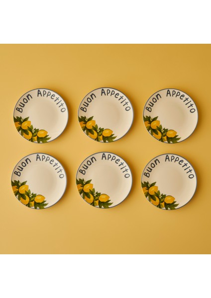 Lemoncello Porselen 6'lı Pasta Tabağı Seti 19 cm