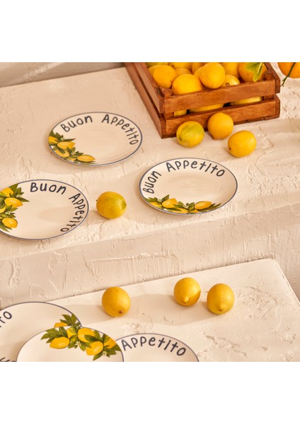 Lemoncello Porselen 6'lı Pasta Tabağı Seti 19 cm