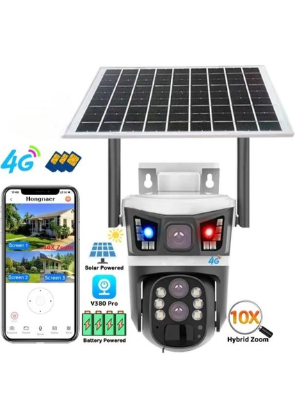 4g Çift Kameralı 3 Lensli 10X Hibrit Zoom Solar Kamera fiyatları
