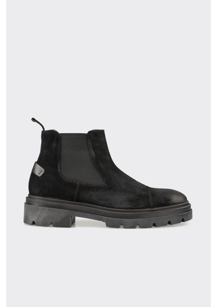 Siyah Deri Erkek Günlük Bot