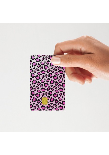 Aşko Kuşko Pembe Leopar Desen Yeni Seri Yüksek Kalite Kart Kaplama Sticker (Suya Dayanıklı)