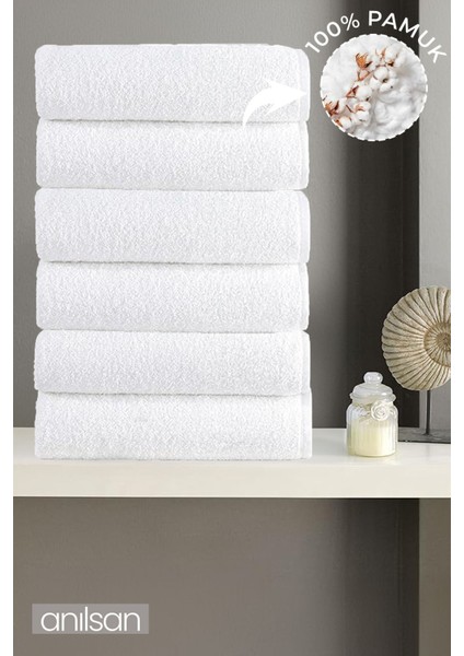 6'lı Beyaz Banyo Havlusu - 70x140 cm, 490 gr, %100Pamuk, Spa ve Otel Havlusu, Günlük Kullanıma Uygun