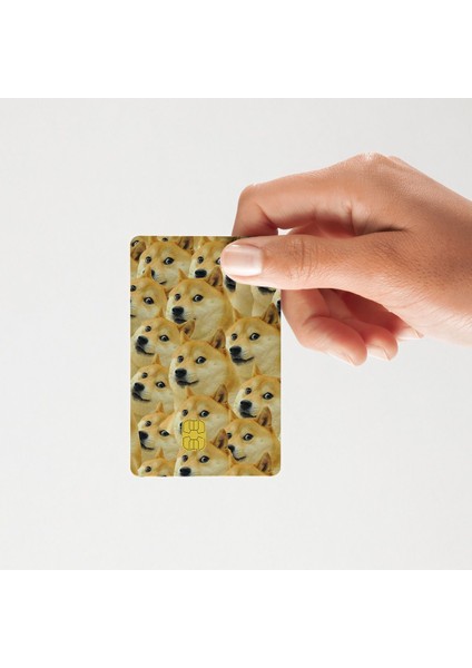 Doge Sarı Köpek Kafalar Tasarımlı Papara, Kredi Kart Kaplama Sticker