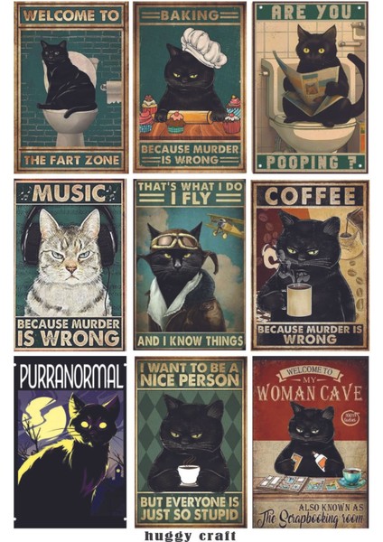 Cats Kedi Mizah Temalı Laptop Tablet Telefon Defter Sticker Set1