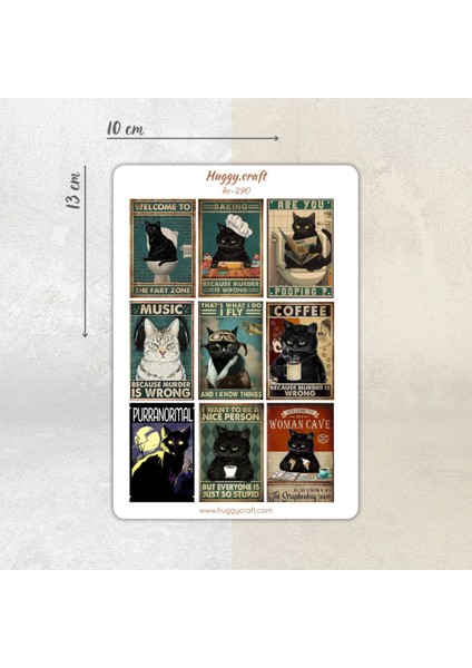 Cats Kedi Mizah Temalı Laptop Tablet Telefon Defter Sticker Set1